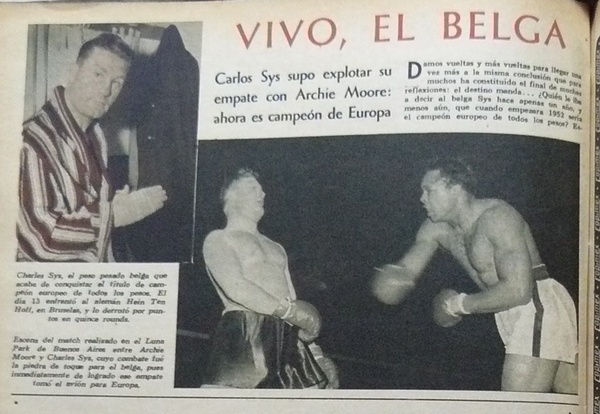 <p>Karel en &ldquo;El Gr&aacute;fico&rdquo;, al consagrarse Campe&oacute;n Europeo. La revista record&oacute; la pelea con Moore.</p>